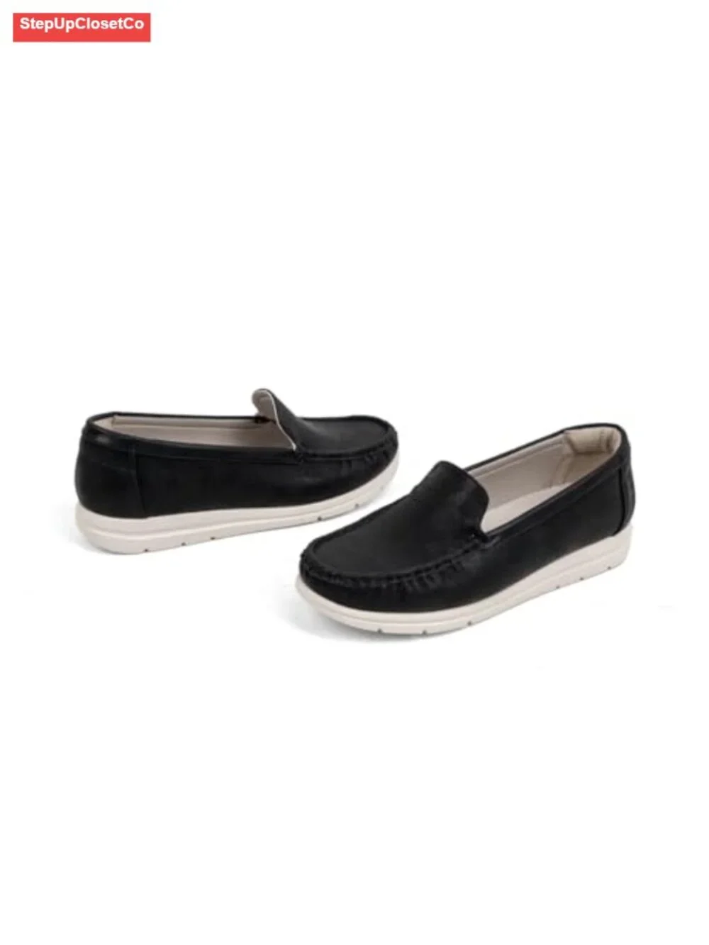 Women's Perforated Faux Leather Loafers - Lightweight Breathable Slip-On